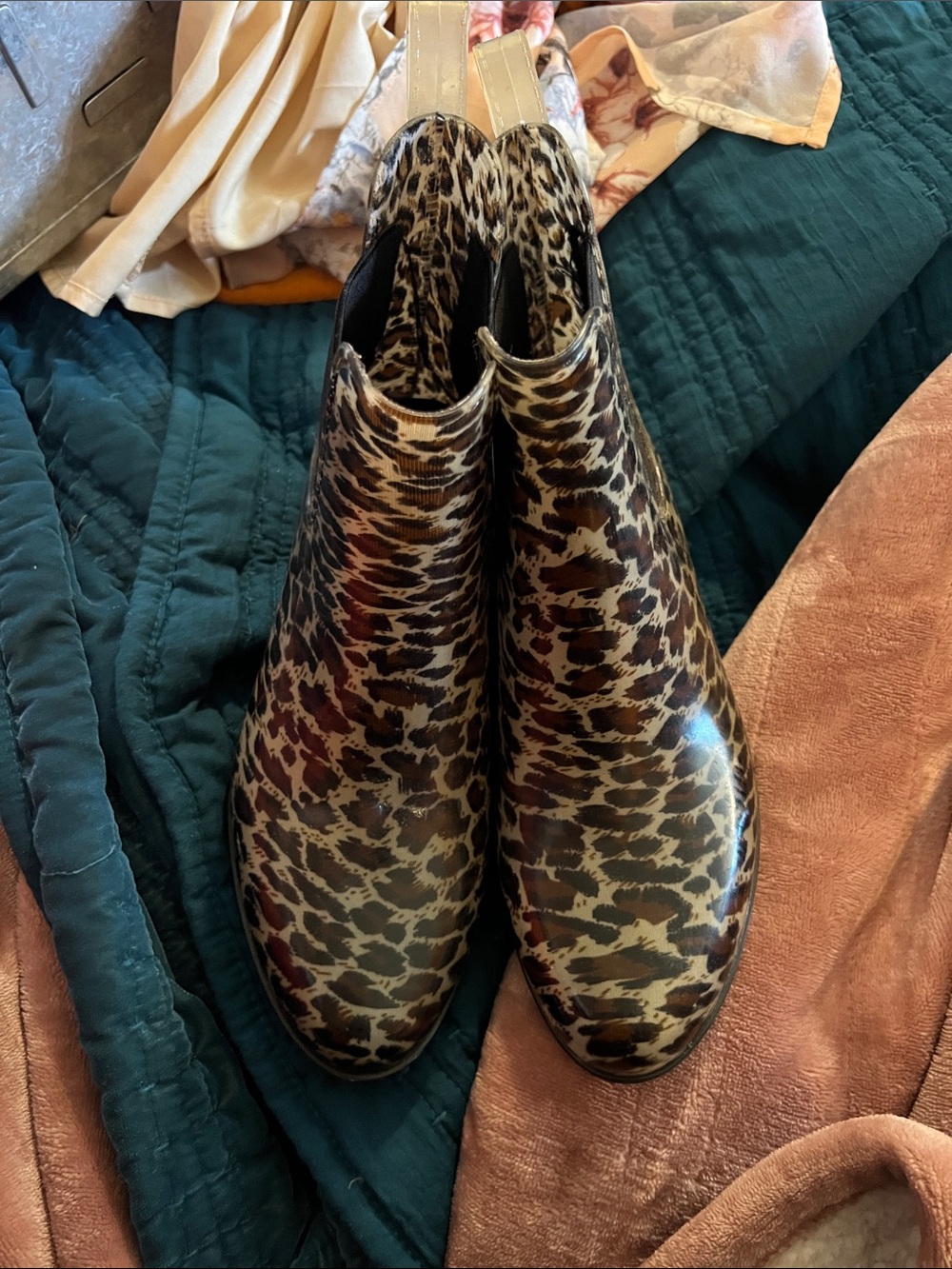 Merona Leopard Print Ankle Boots in Brown and Cream